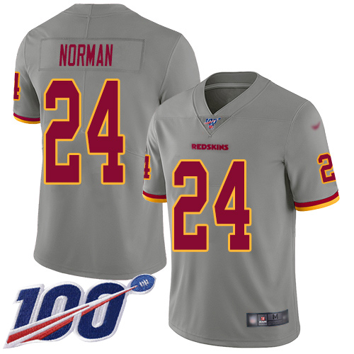 Washington Redskins Limited Gray Youth Josh Norman Jersey NFL Football #24 100th Season Inverted->youth nfl jersey->Youth Jersey
